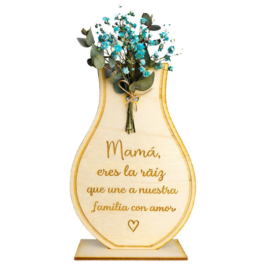 Madera personalizada con forma de florero para mamá
