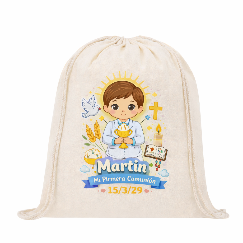 Mochila saco personalizada para Primera Comunión