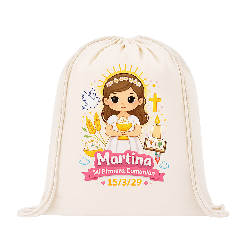 Mochila saco personalizada para Primera Comunión