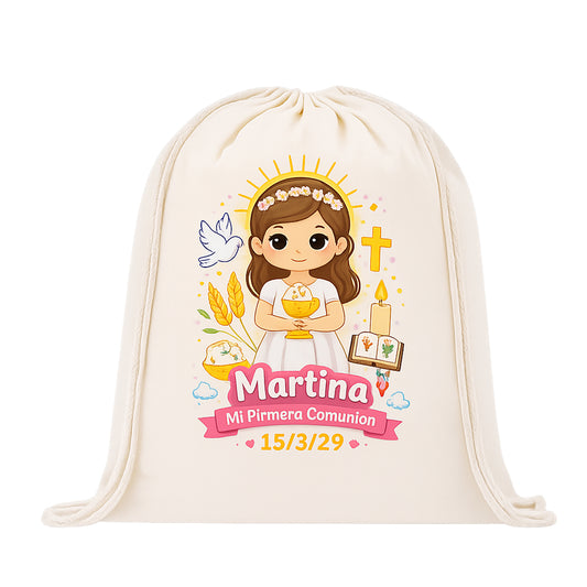 Mochila saco personalizada para Primera Comunión