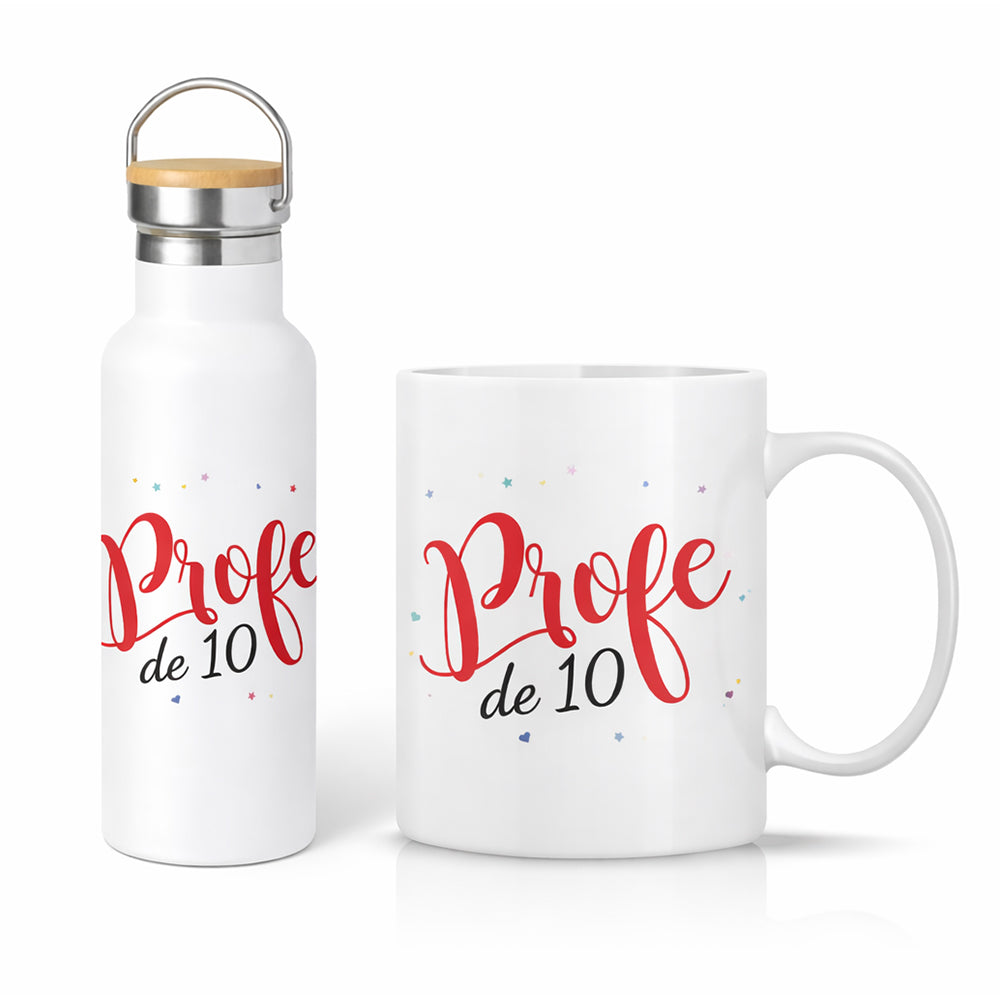 Pack para profe con botella y taza a juego