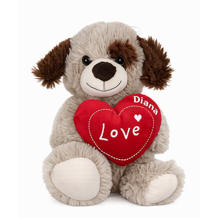Peluche perrito con corazón personalizado