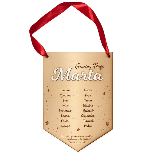 Placa de madera personalizada para profe con nombres
