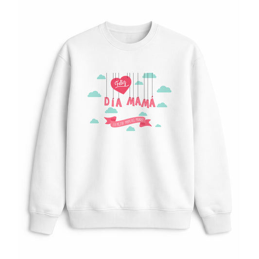 Sudadera Feliz Día Mamá con nubes y corazón colgante