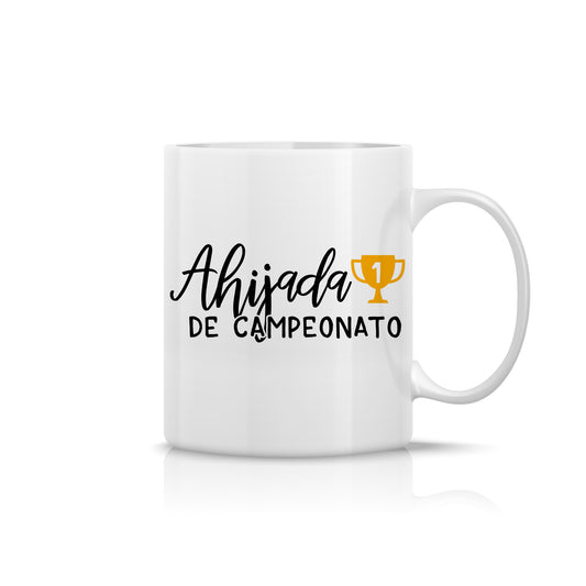Taza “Ahijada de campeonato” con trofeo – Regalo original para ahijada