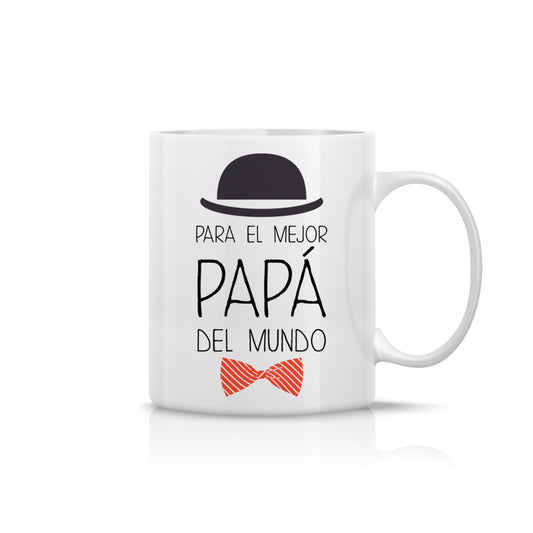 Taza “Para el Mejor Papá del Mundo” – Sombrero y Pajarita