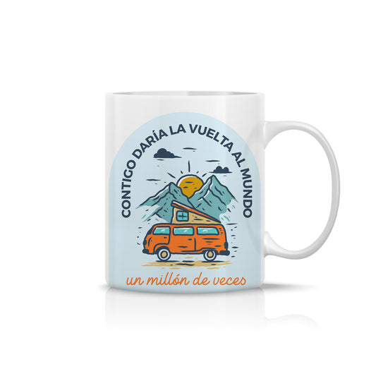 Taza “Contigo daría la vuelta al mundo un millón de veces”
