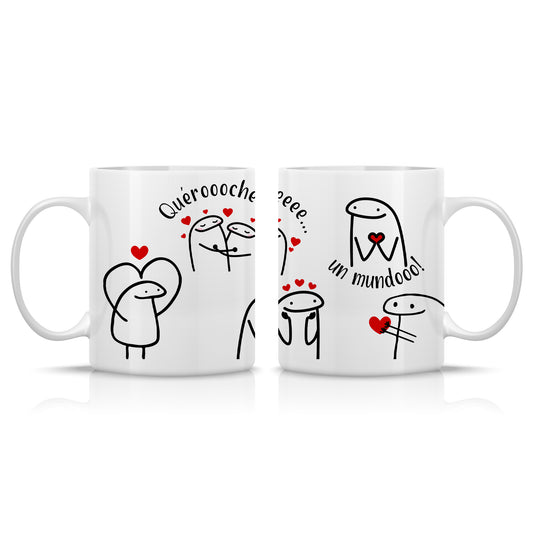 Taza romántica “Quérooochoe peee… un mundooo” con diseño divertido