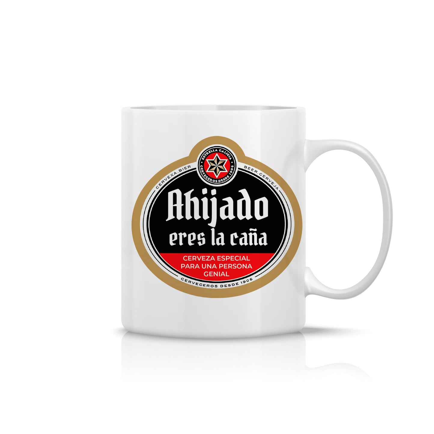 Taza para ahijado “Eres la caña” estilo cerveza – Regalo original y divertido