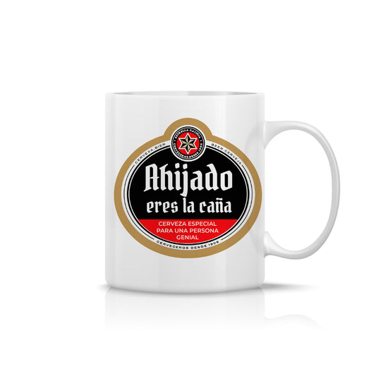 Taza para ahijado “Eres la caña” estilo cerveza – Regalo original y divertido