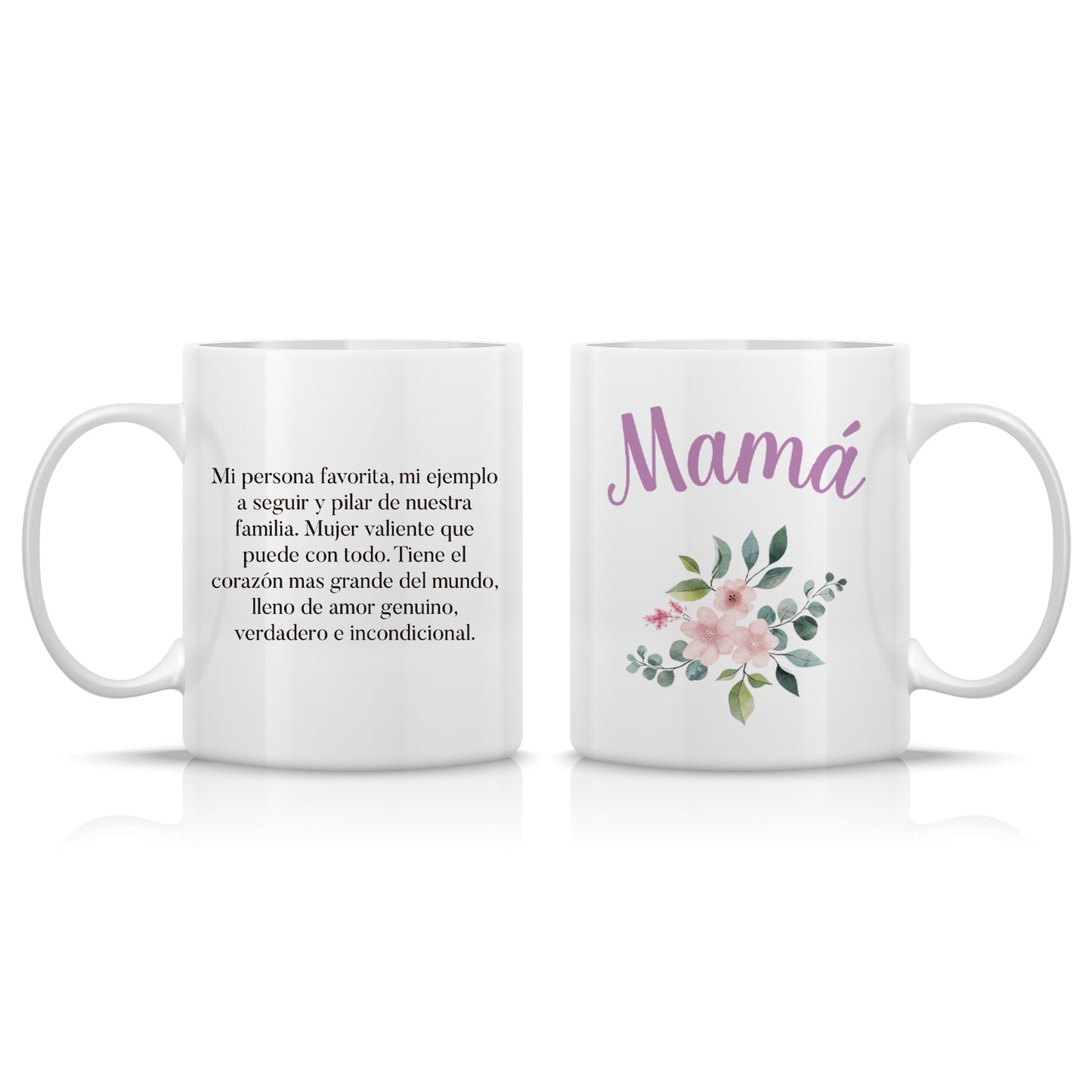 Taza “Mamá” floral con mensaje – Regalo emotivo para madre