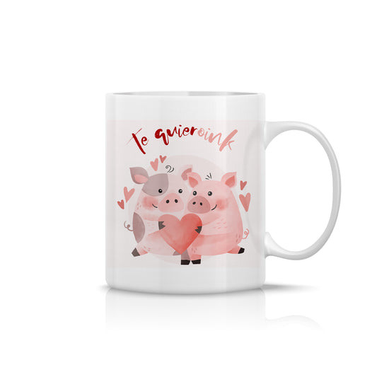 Taza “Te quiero OINK” con cerditos enamorados