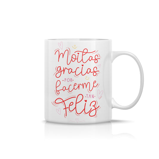 Taza “Muchas gracias por hacerme tan feliz” – Regalo romántico para pareja