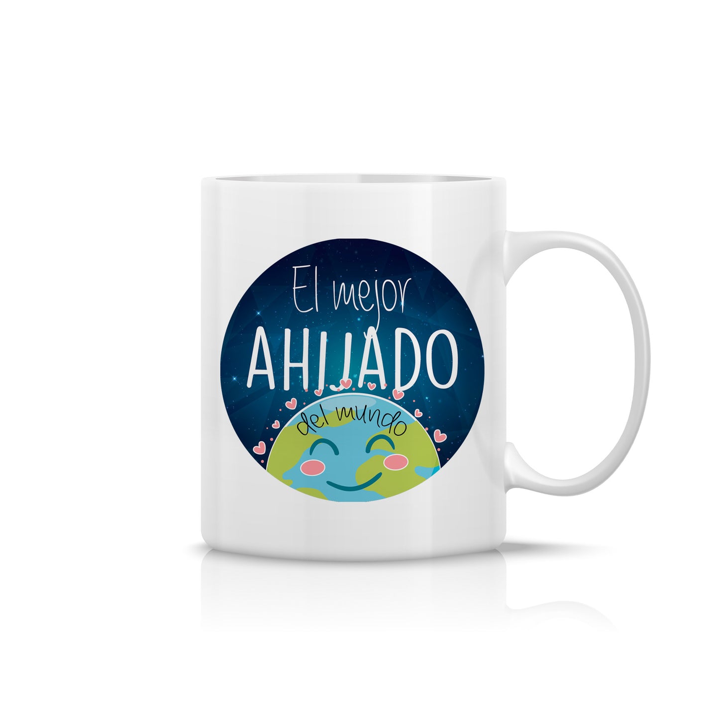 Taza para ahijado “El mejor ahijado del mundo” con diseño de planeta
