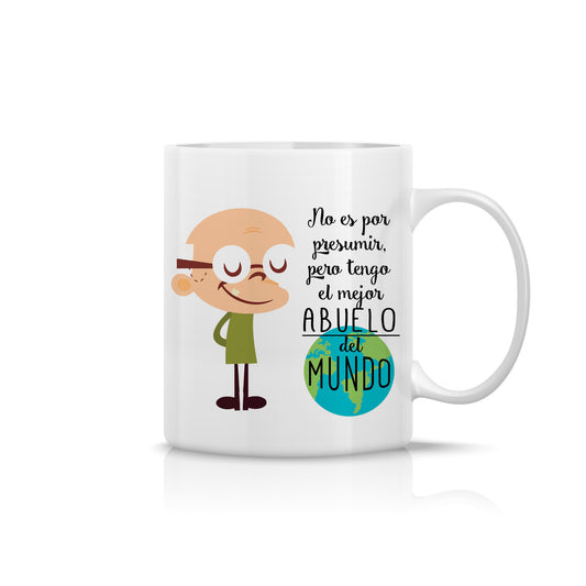 Taza “No es por presumir…” – El Mejor Abuelo del Mundo (Diseño con Muñeco)