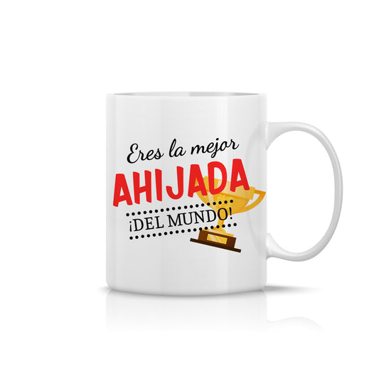 Taza “Eres la mejor ahijada del mundo” con trofeo – Regalo original para ahijada