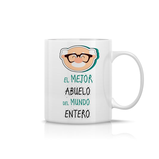 Taza “El Mejor Abuelo del Mundo Entero” – Diseño Divertido con Carita