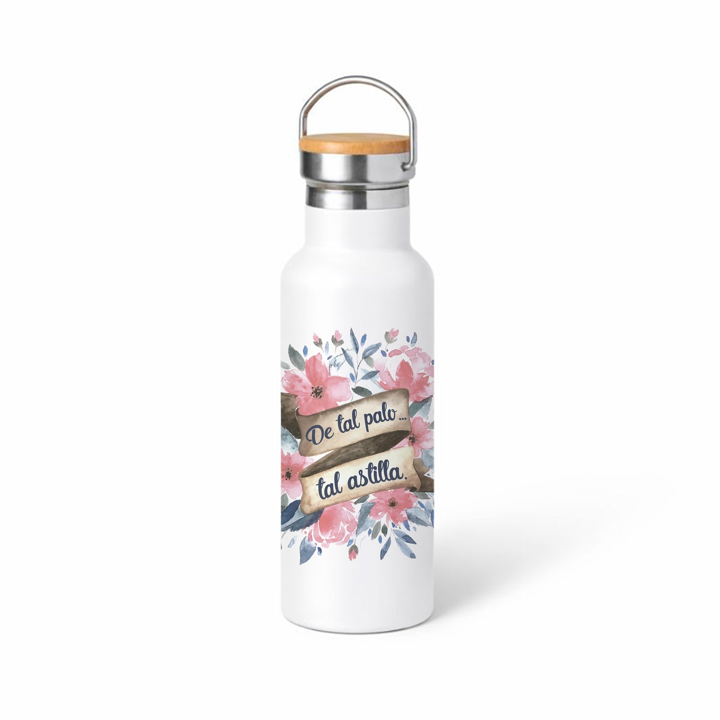 Termo 500 ml “De tal palo, tal astilla” – Diseño floral acuarela