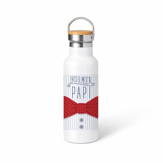 Termo 500 ml para papi “Eres el mejor” – Diseño con pajarita roja