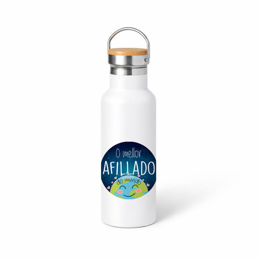 Termo “O mellor afillado do mundo” – diseño cute en gallego con planeta