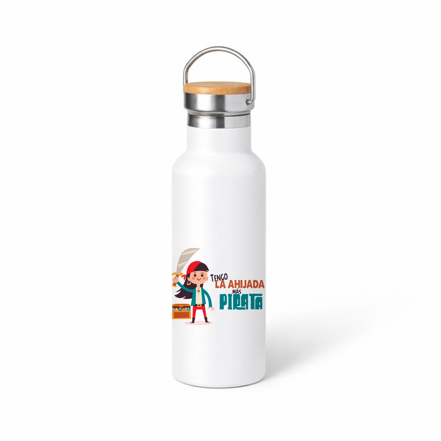 Termo “Tengo la ahijada más pirata” – diseño infantil con pirata y tesoro