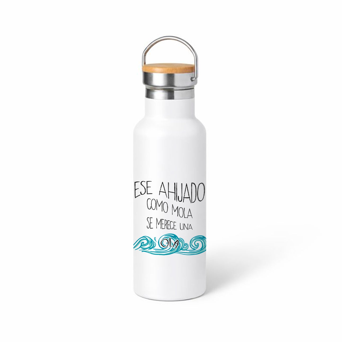 Termo para ahijado “Ese ahijado como mola” – diseño con ola marinera