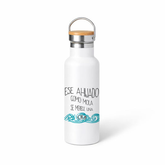 Termo para ahijado “Ese ahijado como mola” – diseño con ola marinera