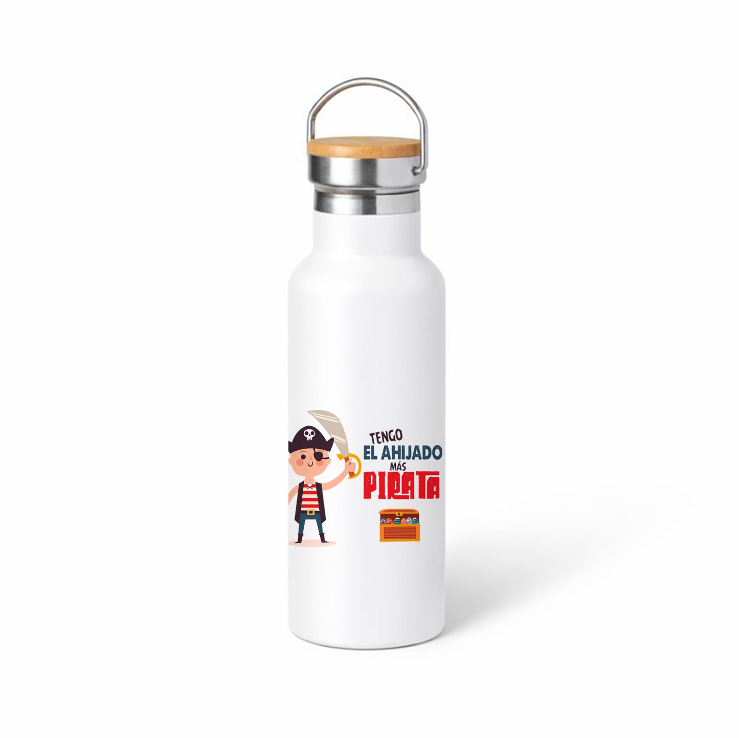 Termo “Tengo el ahijado más pirata” – diseño infantil con pirata y tesoro