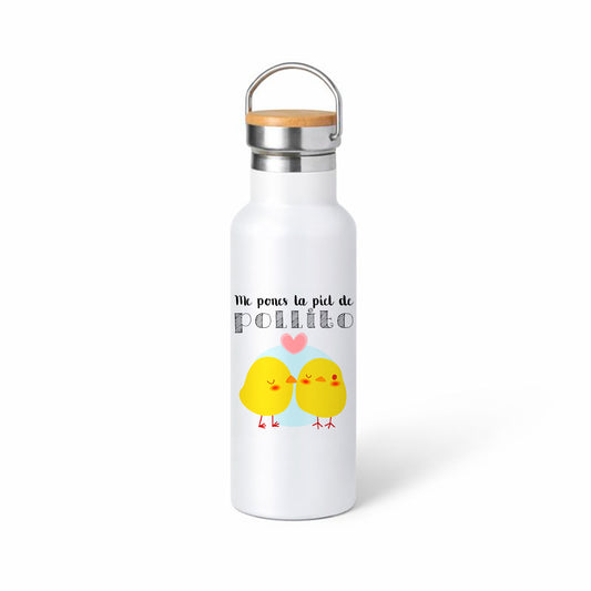 Termo “Me pones la piel de pollito” – diseño cute con pollitos y corazón