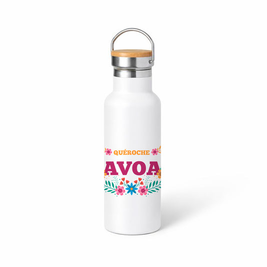 Termo “Quéroche Avoa” – diseño floral en gallego (colorido y alegre)