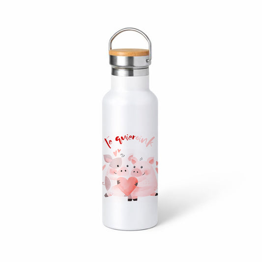 Termo “Te quiero” – diseño cute con cerditos y corazón (romántico)