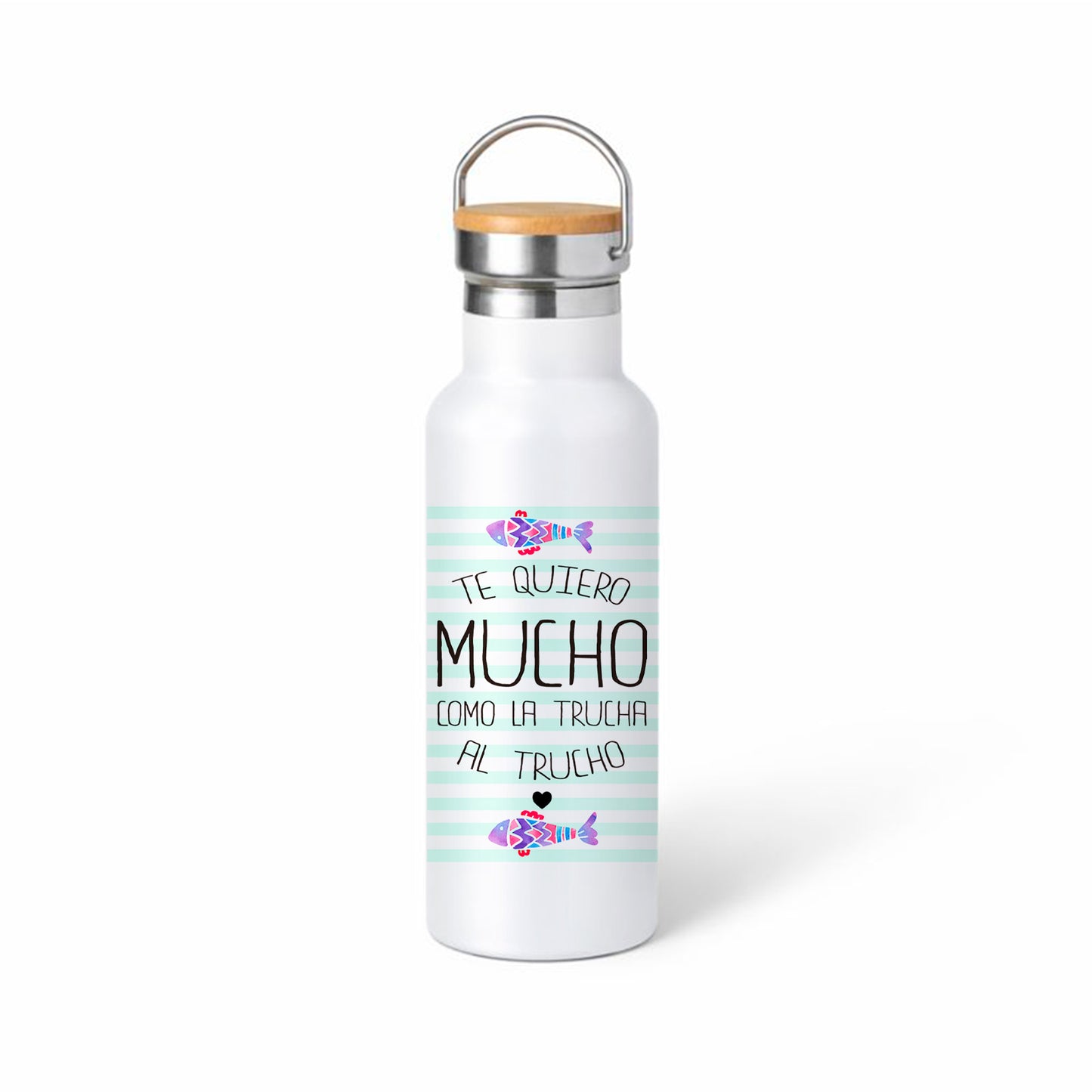 Termo “Te quiero mucho como la trucha al trucho” – diseño divertido con peces