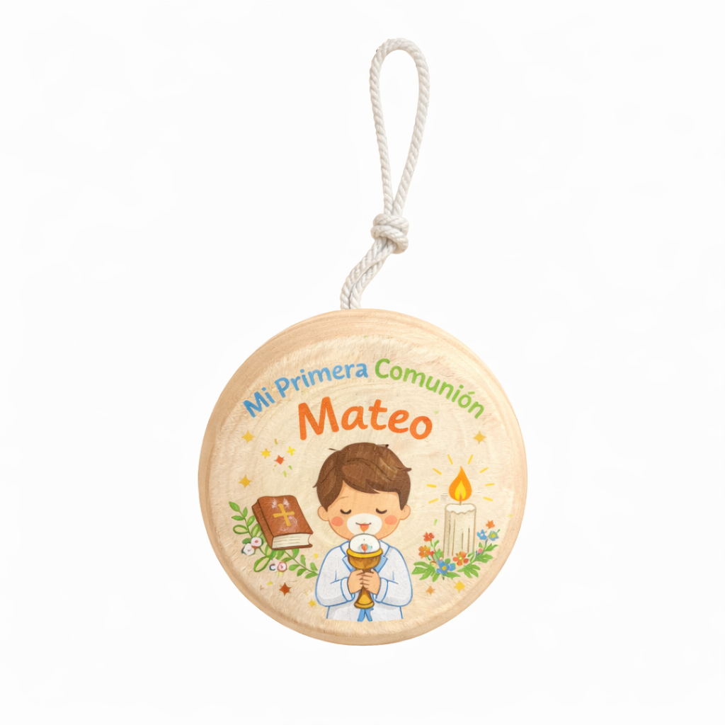 Yoyó de madera personalizado para Primera Comunión